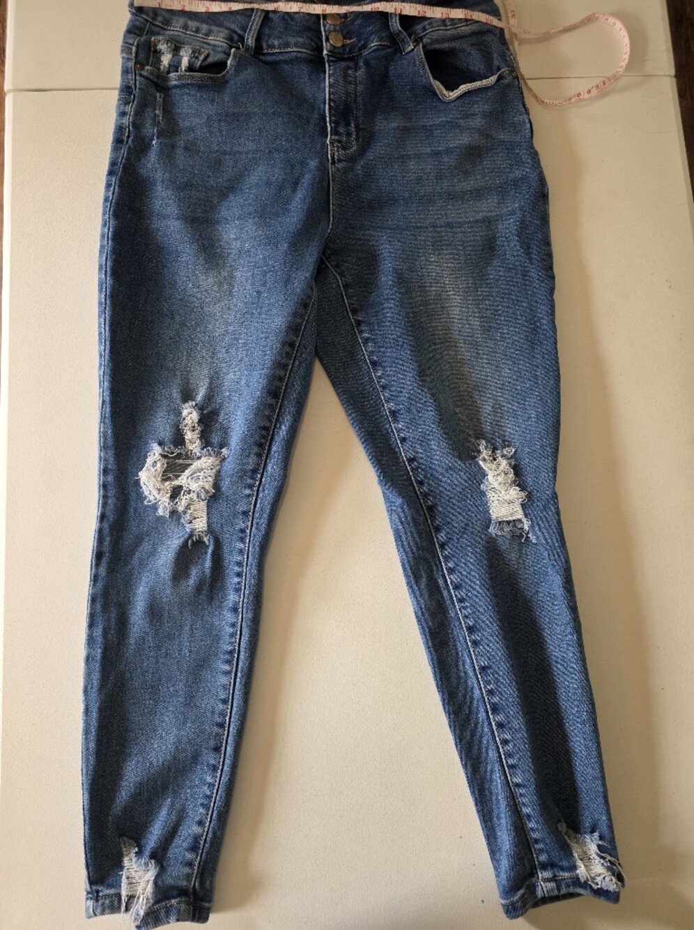 Dark Blue Distressed Skinny Jeans for Women